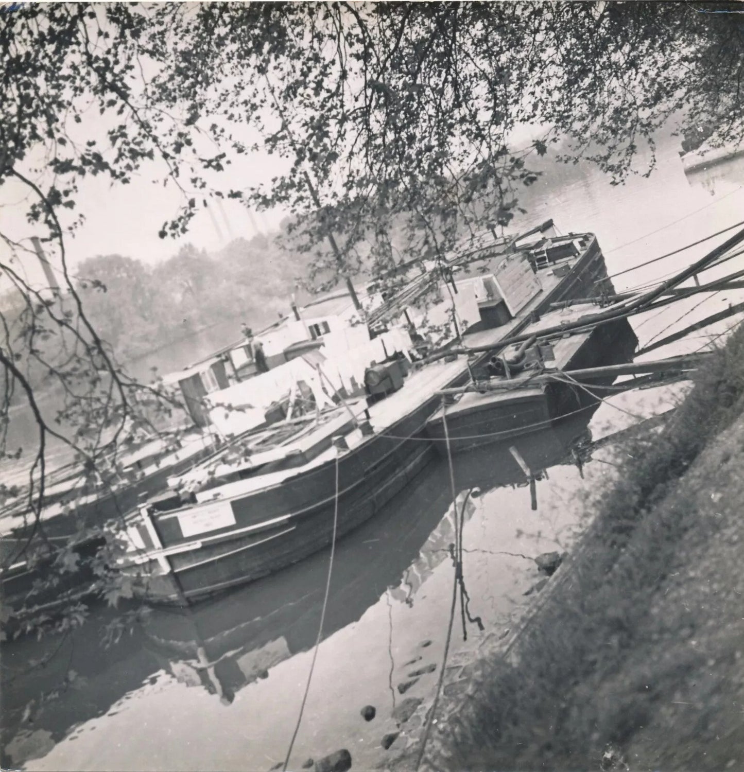 F. Franc-Lamy 3 photo photographie v. 1930 paysage eau péniche