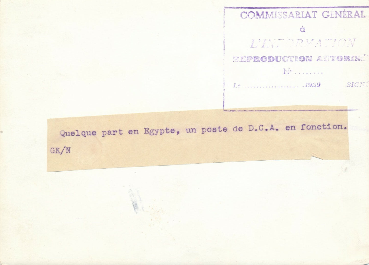 Egypte DCA éclairage 1939 photo photographie guerre militaria égypte
