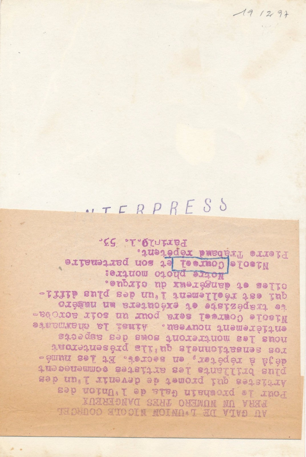 Nicole Courcel tirage argentique d'époque 1953 photographie