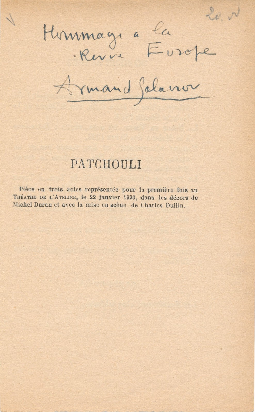 théâtre Salacrou 4 documents 2 autographe signée 1 photo bel ensemble