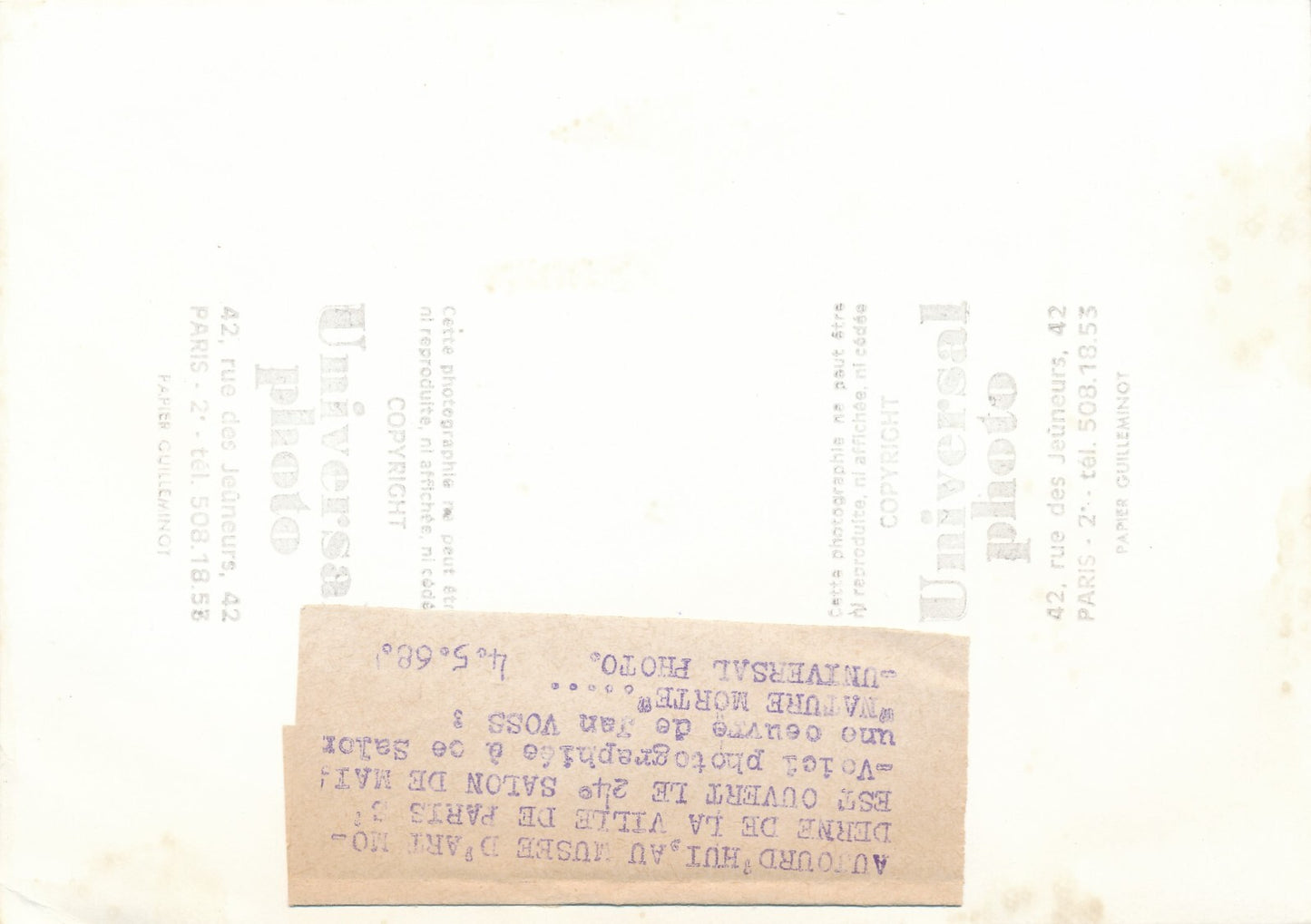Œuvre de Jan VOSS 24e Salon de Mai 1968 photo photographie époque