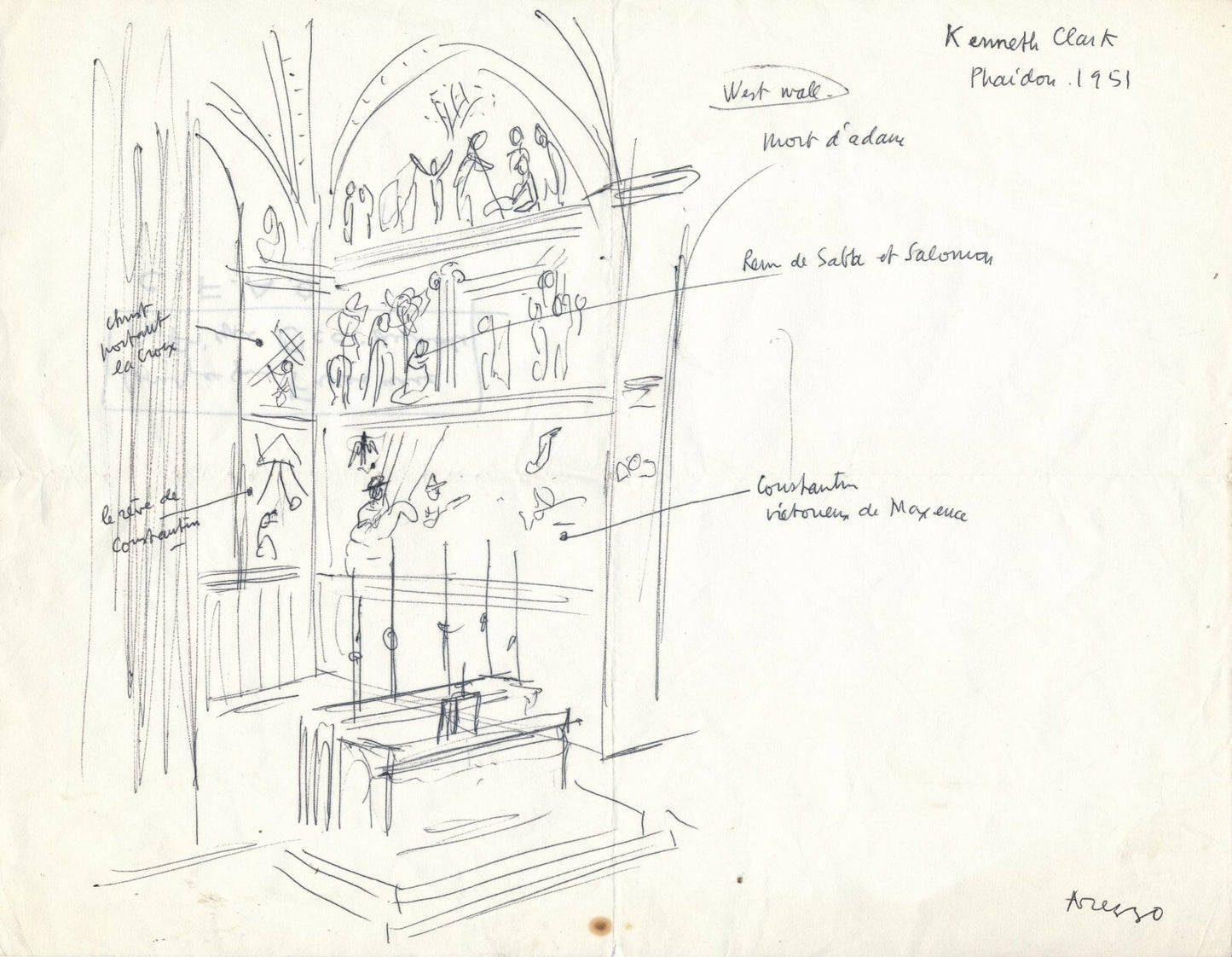 Roger PARRY (1905-1977), photographe illustrateur dessin voyage Italie non signé