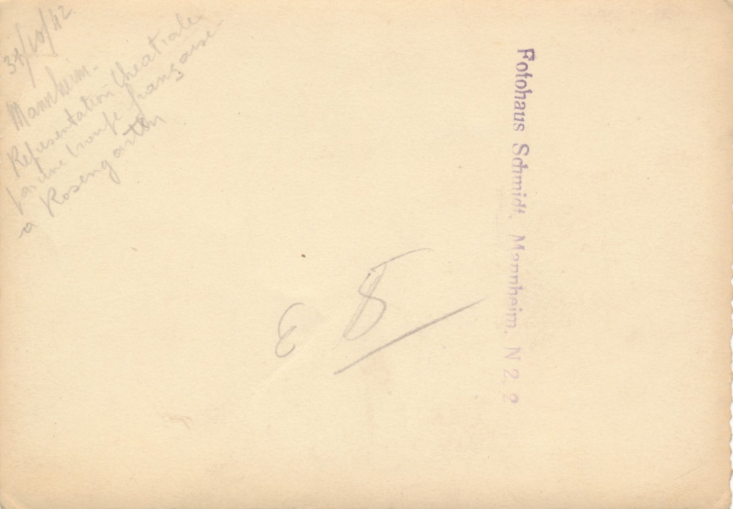 1942 Chanteuse française militaire Rosengarten Mannheim photo époque cachet