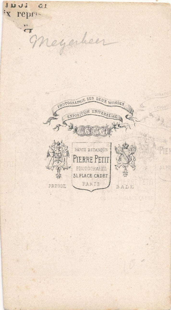 Giacomo MEYERBEER carte visite albumine Pierre Petit musicien photo photographie