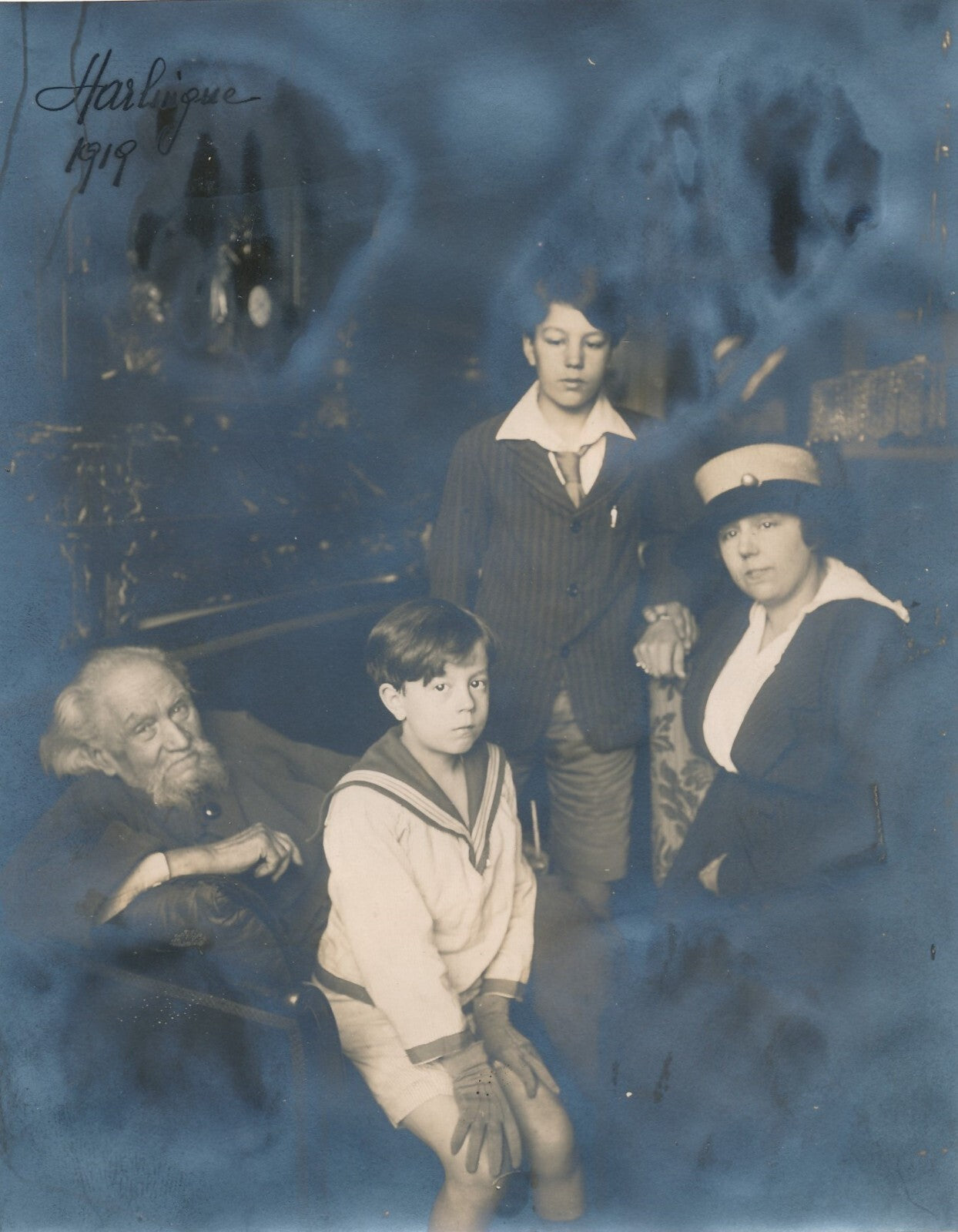 Émile BERGERAT poète 2 photos photographie et fille petits fils