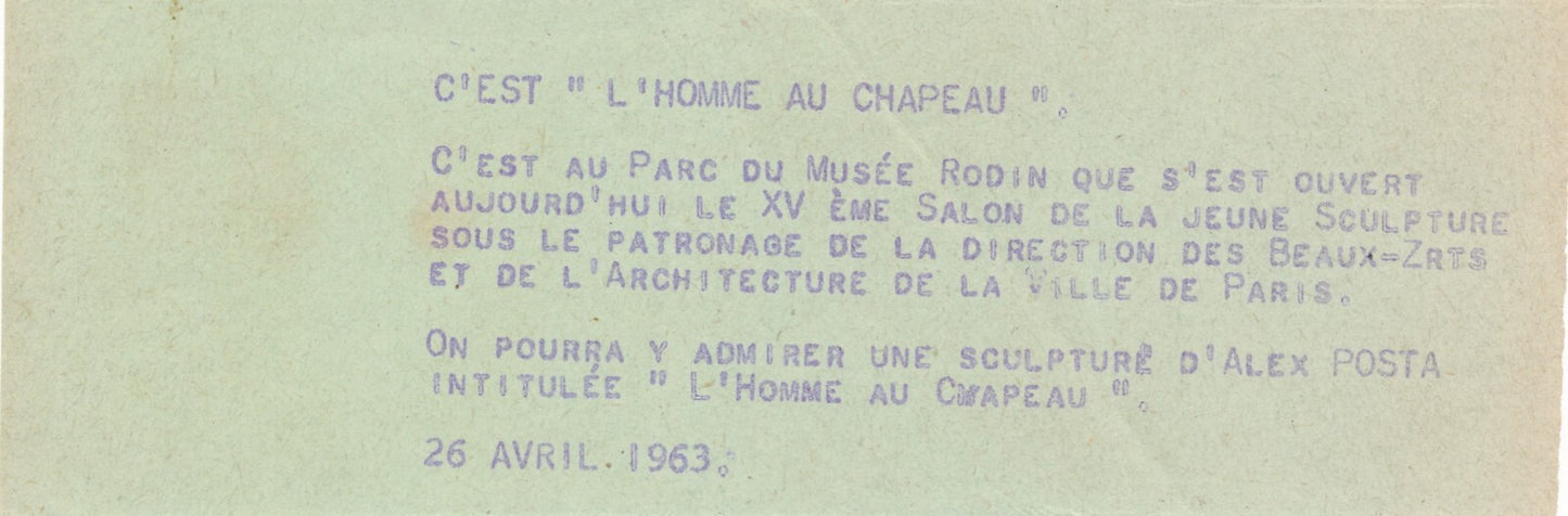 Alex KOSTA ou Kosta ALEX sculpteur 1963 salon musée Rodin photo photographie