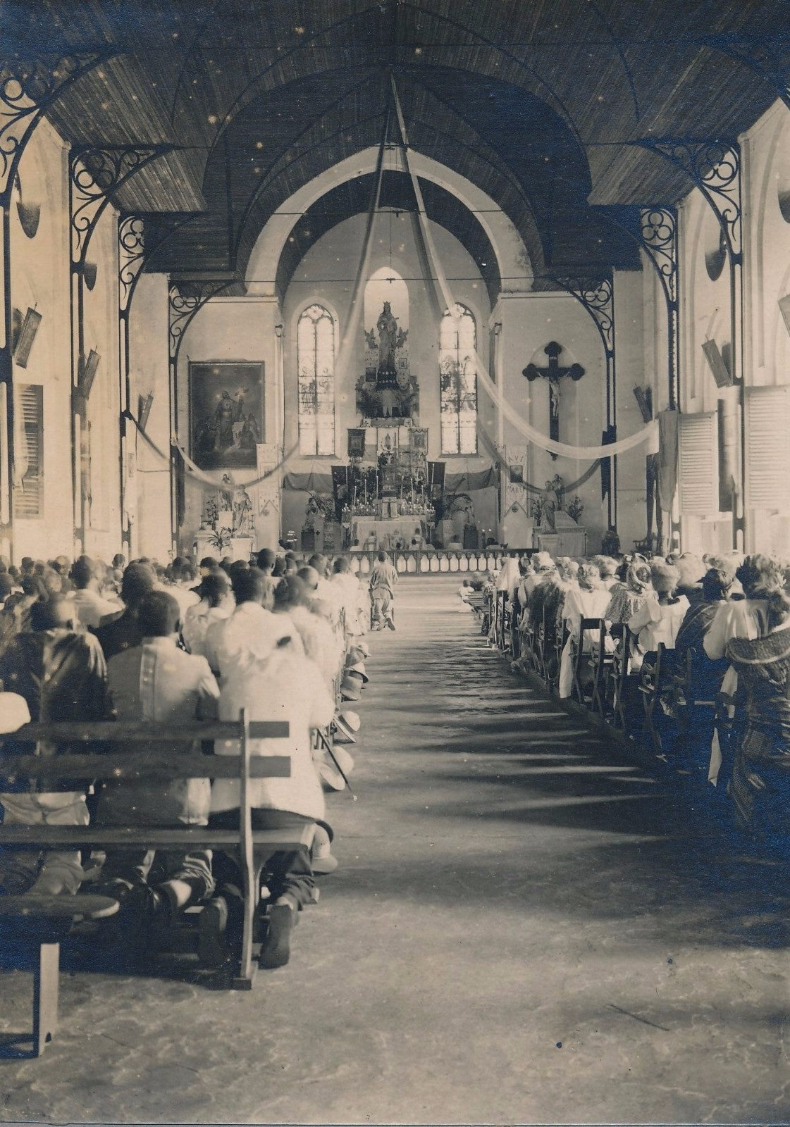 Afrique Dakar 3 photo argentiques d'époque rue cathédrale paysans v. 1900