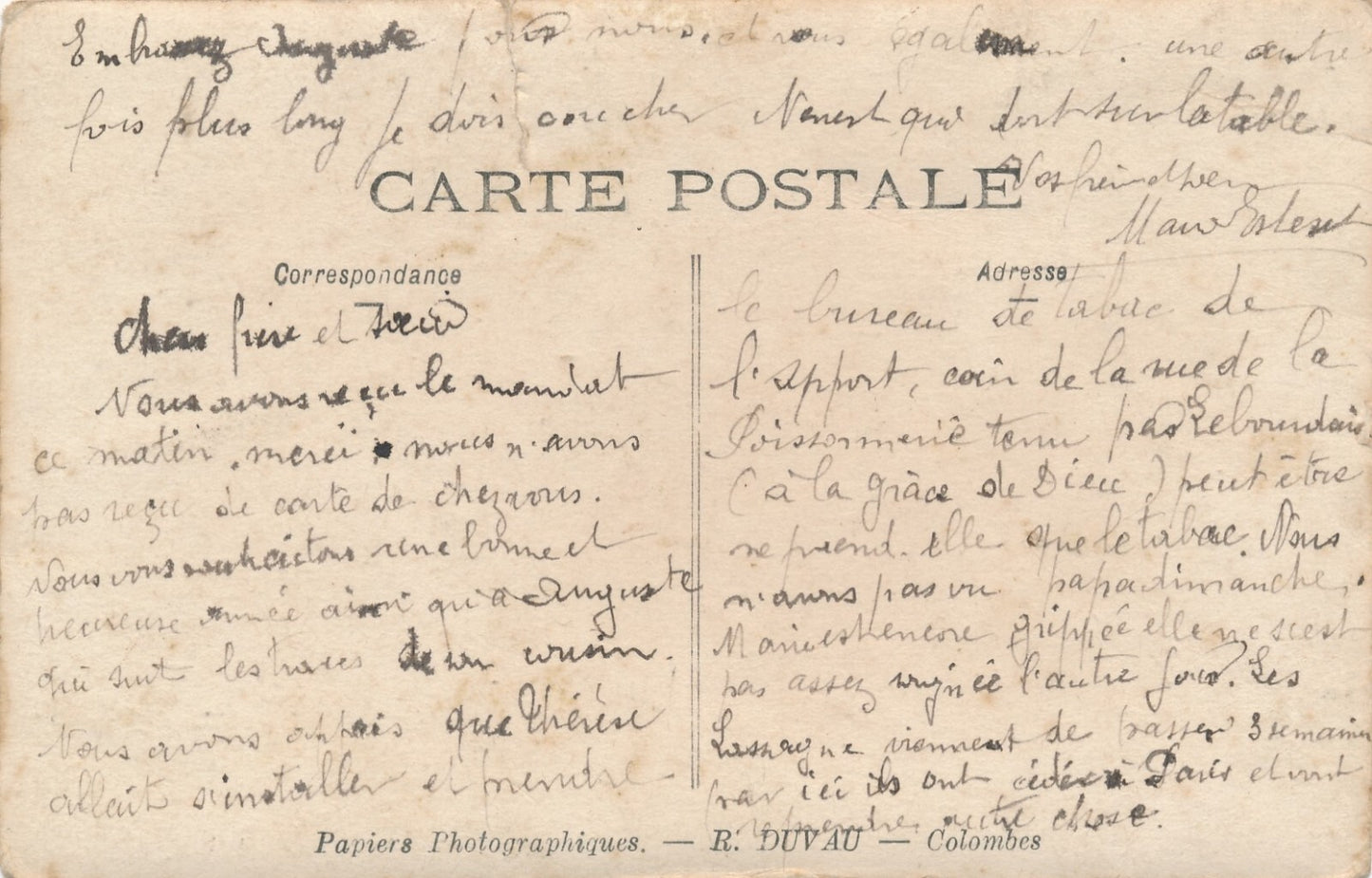 menuisiers bois outils travailleurs CPA v. 1910 outils