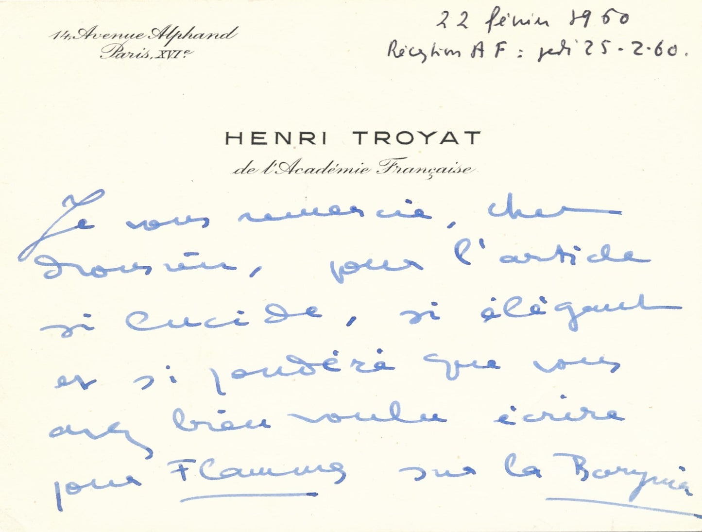 écrivain ensemble Troyat 1 carte autographe signée 1 photo 2 envois