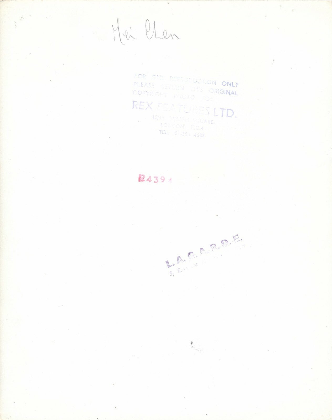 Mei Chen Chalais épouse François Chalais photographie époque cachet au dos