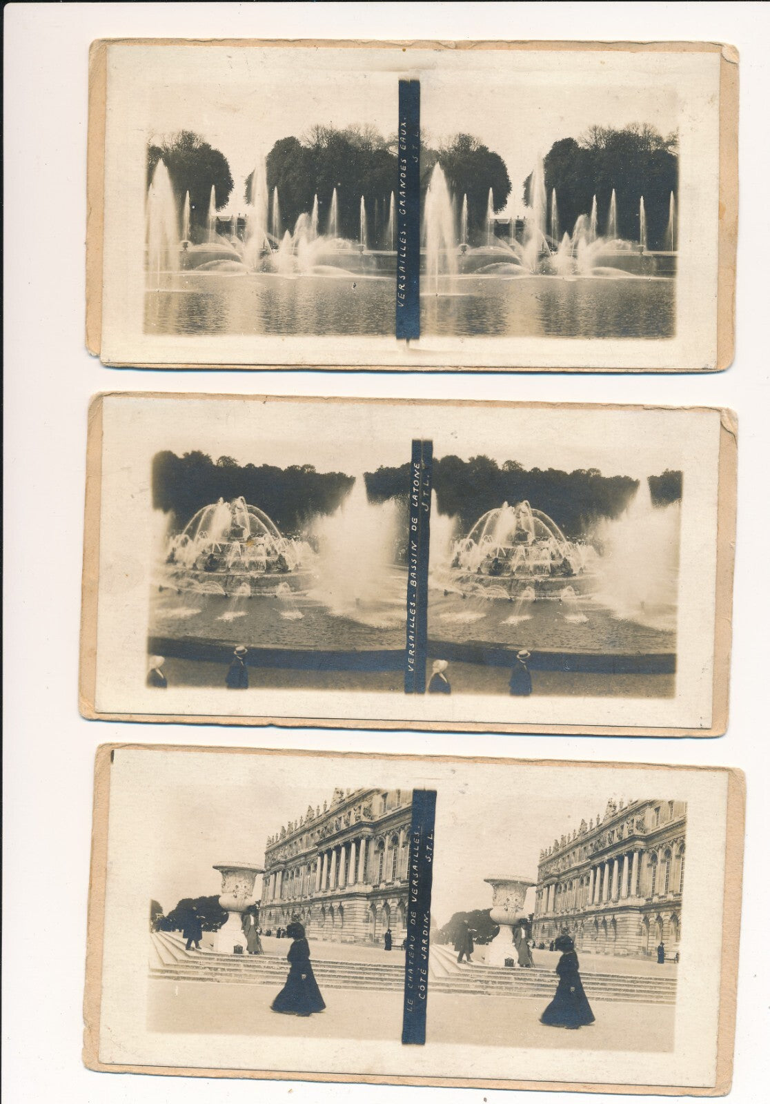 Versailles : 6 cartes stéréoscopiques Apollon château photo ... stéréo stereo
