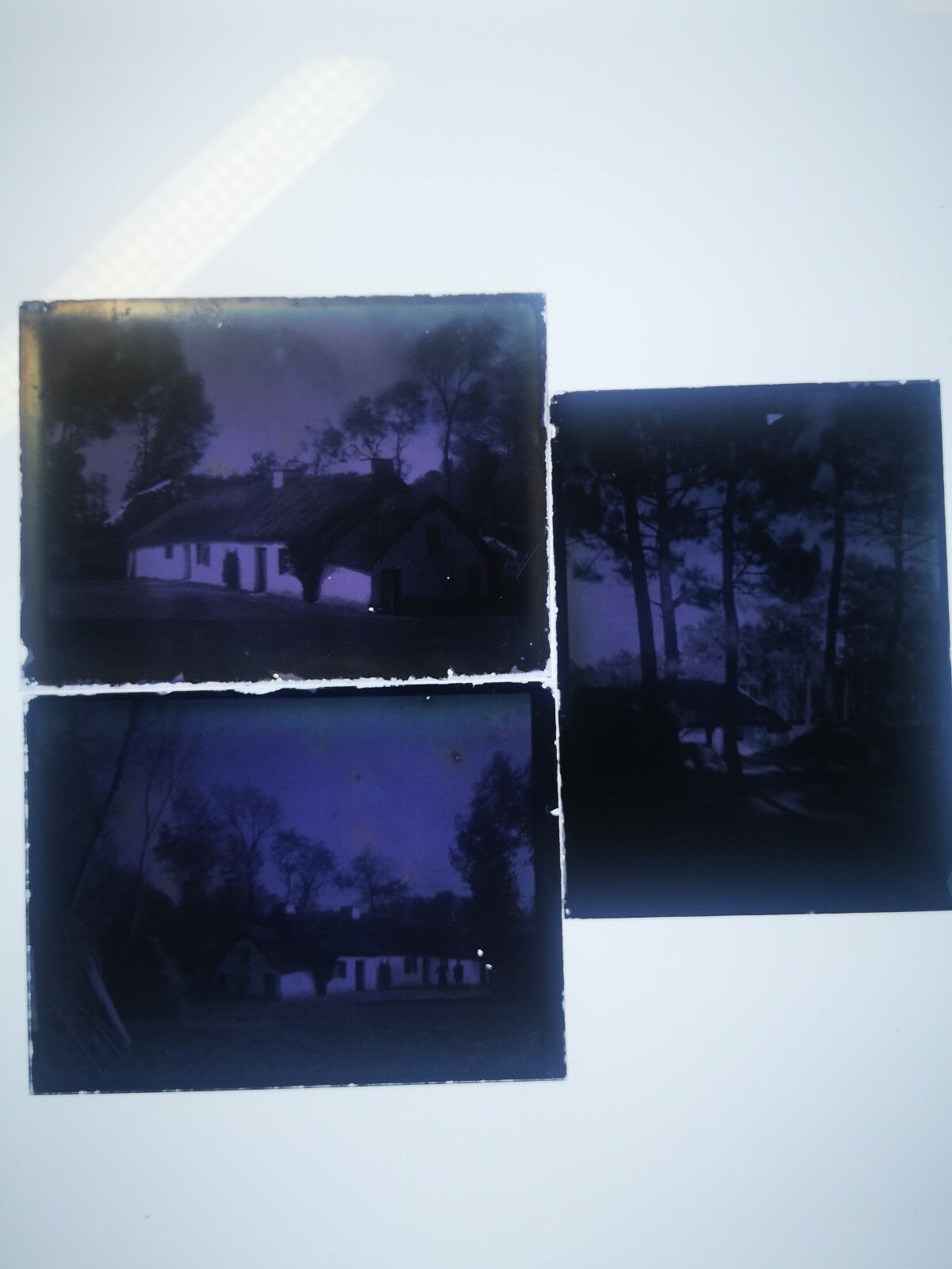 3 autochrome maison toit chaume Normandie 9 x 12 cm photo photographie