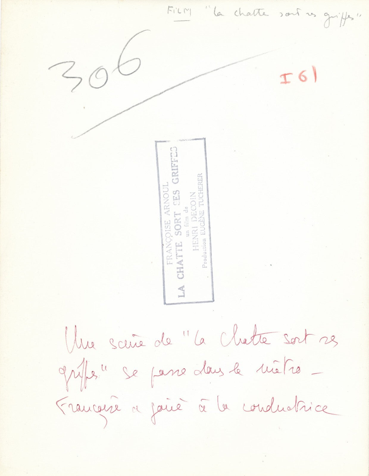 Françoise ARNOUL actrice photo photographie La chatte sort ses griffes cinéma