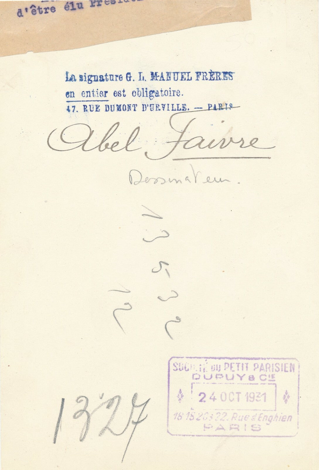 Abel FAIVRE peintre caricaturiste photo photographie Manuel Frères