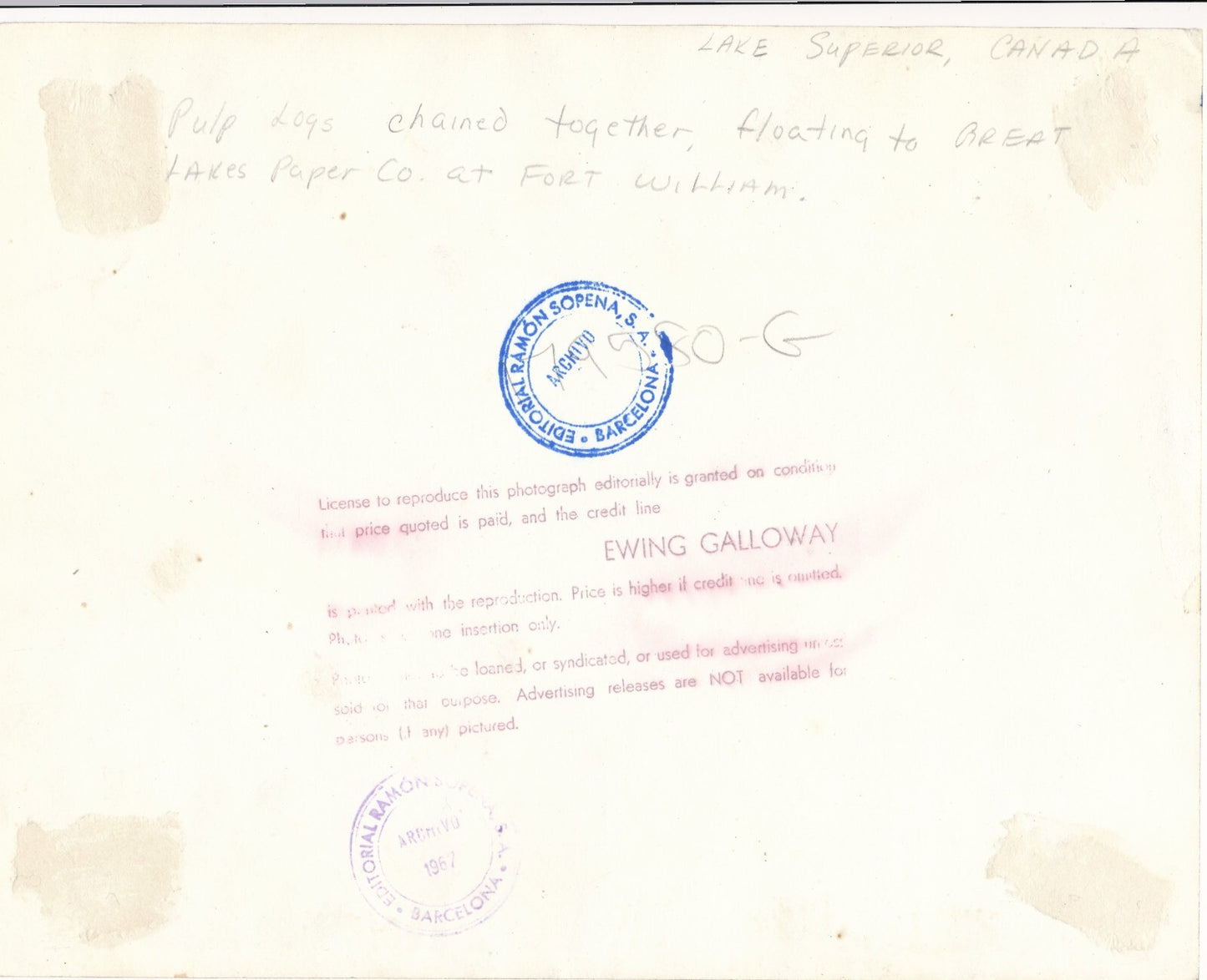 Transport bois fleuve Canada Lac Supérieur photo photographie vintage 1967