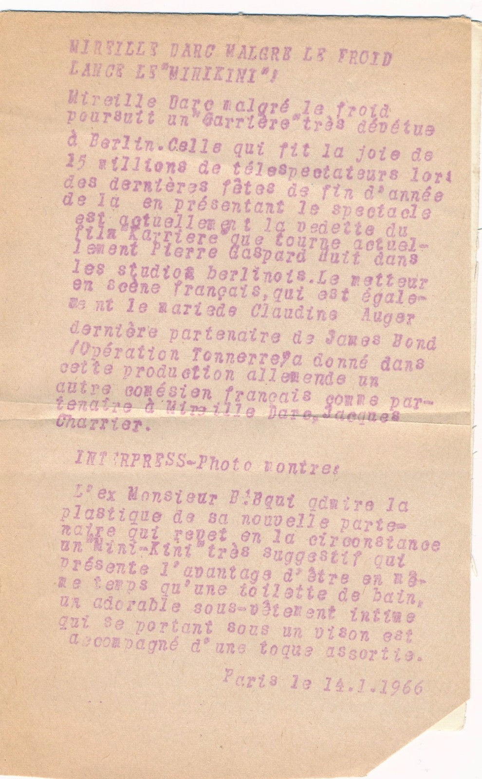 photographie Mireille d’Arc A belles dents 1966 tirage argentique époque presse