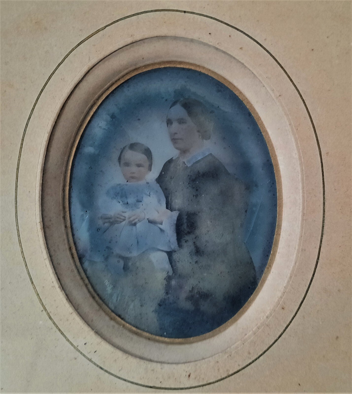 6 ambrotypes rehaussés couleurs mère bébé enfants photo photographie