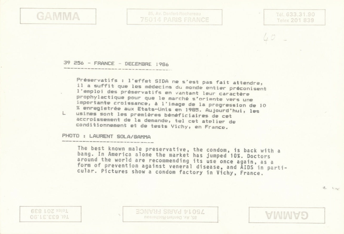 Fabrication préservatif capote test 1986 photo photographie