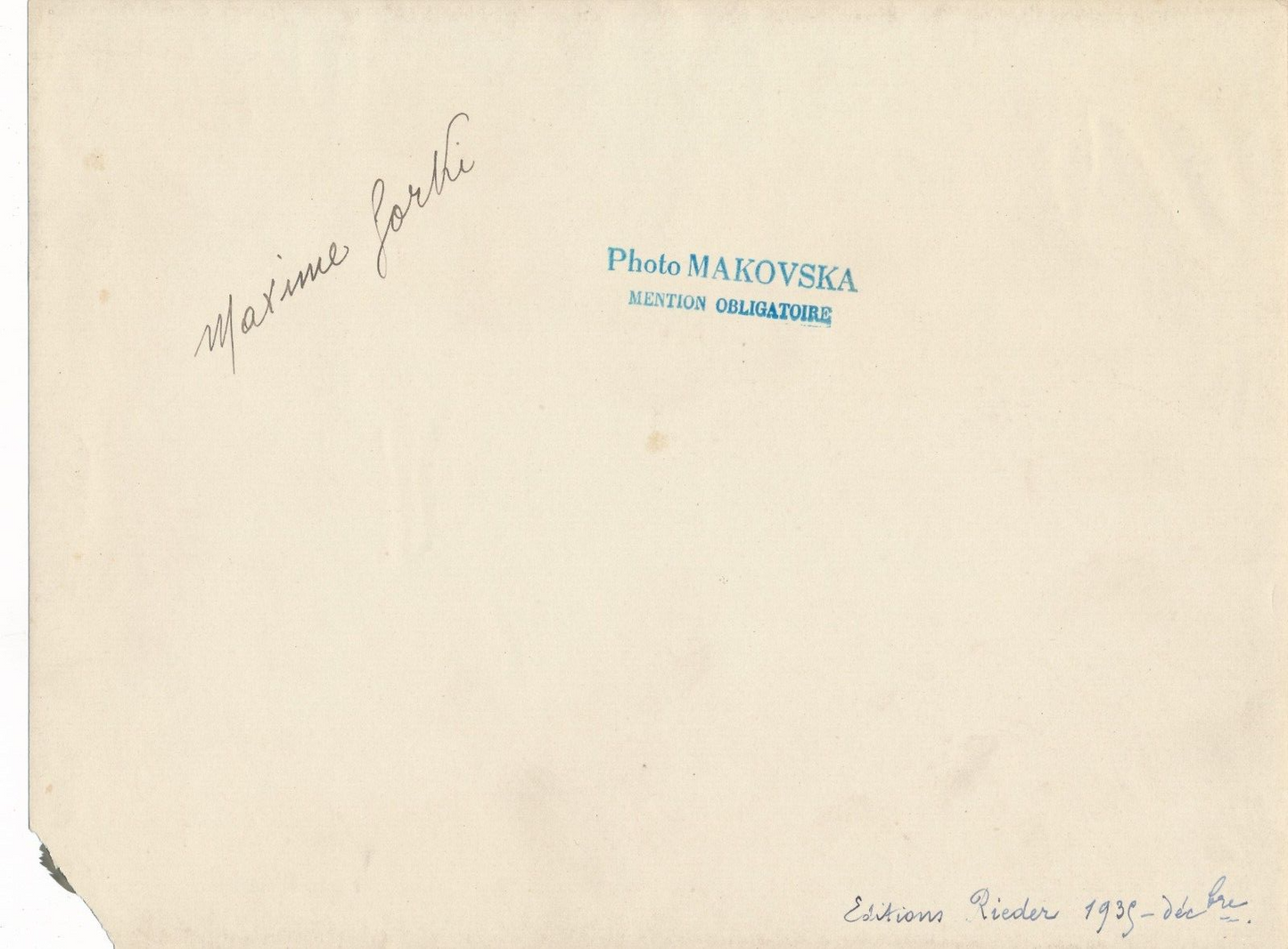 Maxime Gorki par Elisabeth Makovska photo photograhie tirage époque