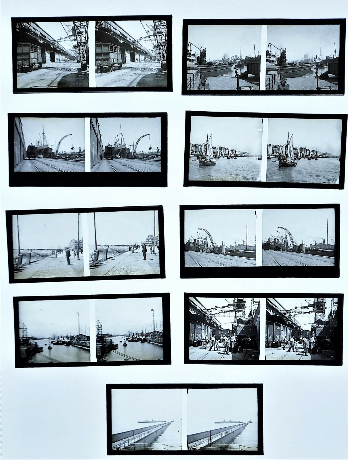 17 positifs verre stéréographie port Le Havre quais jetée photo photographie