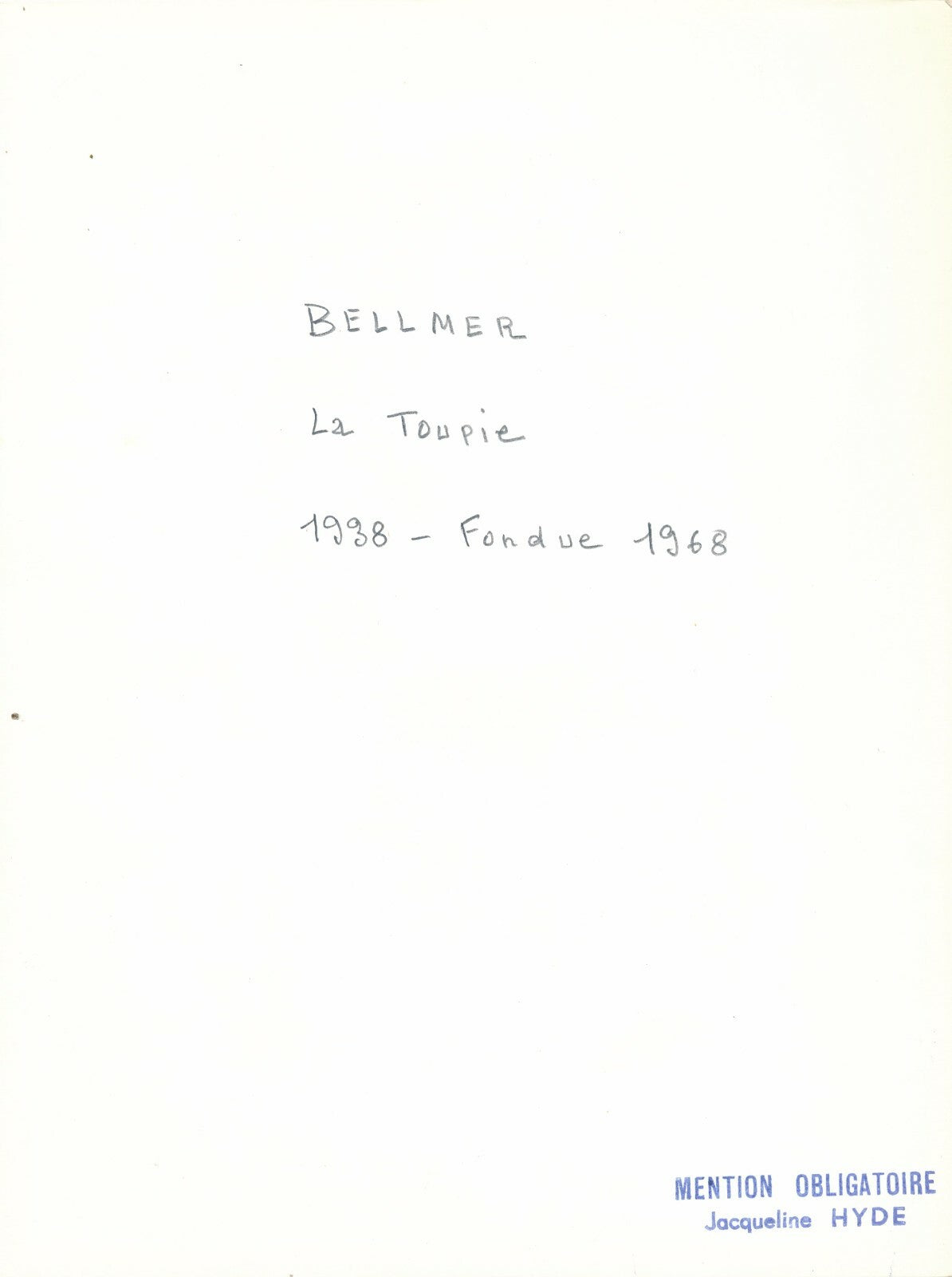 Hans BELLMER peintre photographie La Toupie par Jacqueline HYDE photo