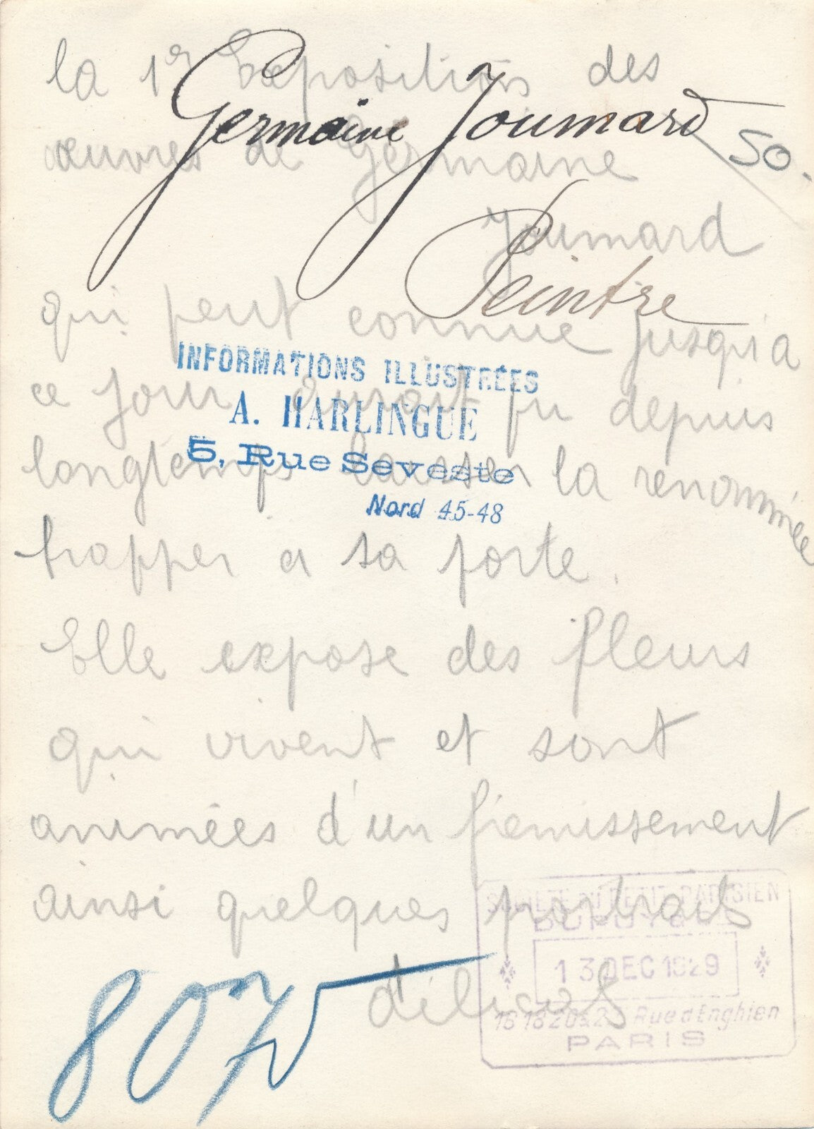 Photo photographie peintre Germaine JOUMARD argentique époque 1929