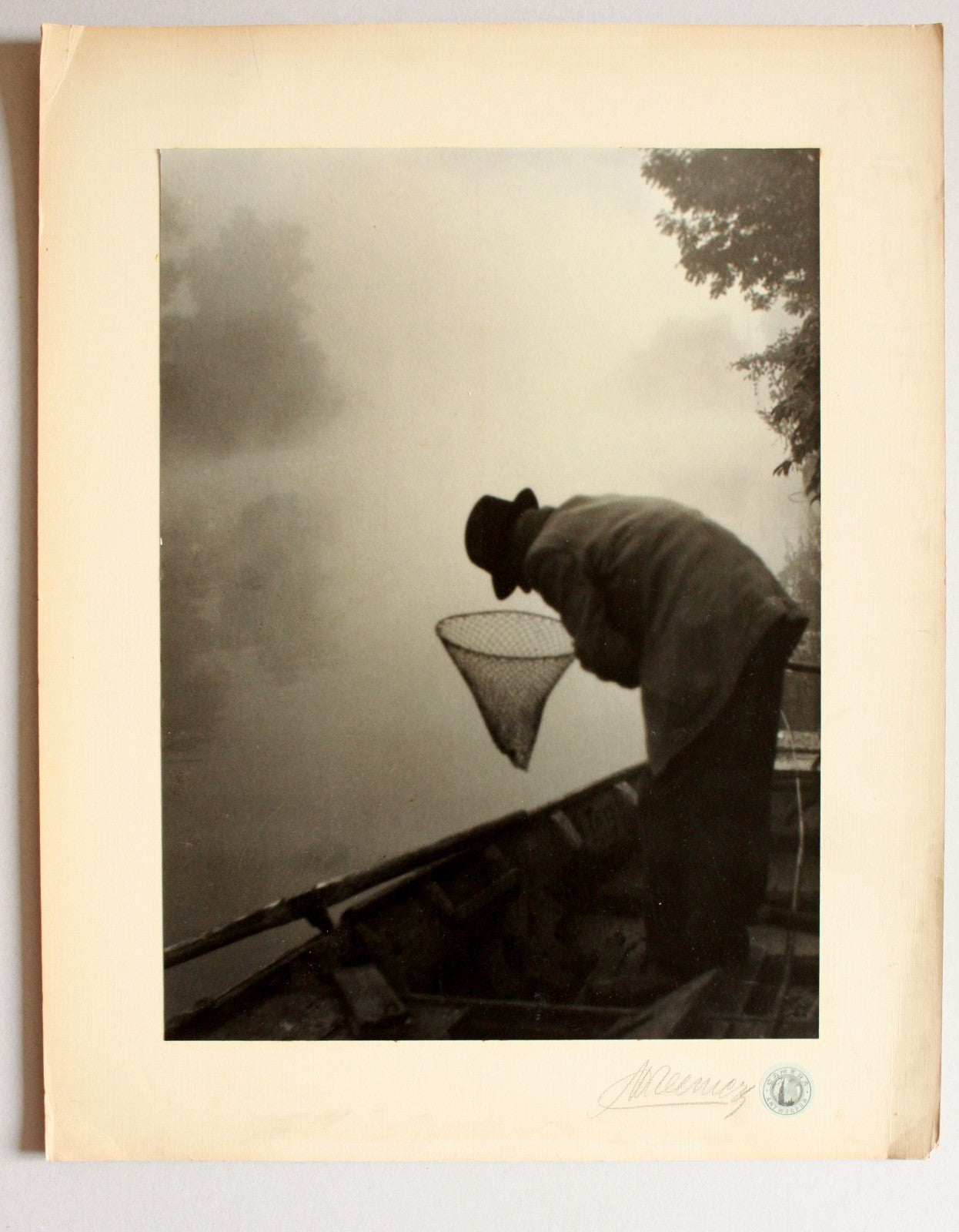 photo pictorialisme pêcheur pictorialiste Anvers Creemers Belgique v. 1930 signé