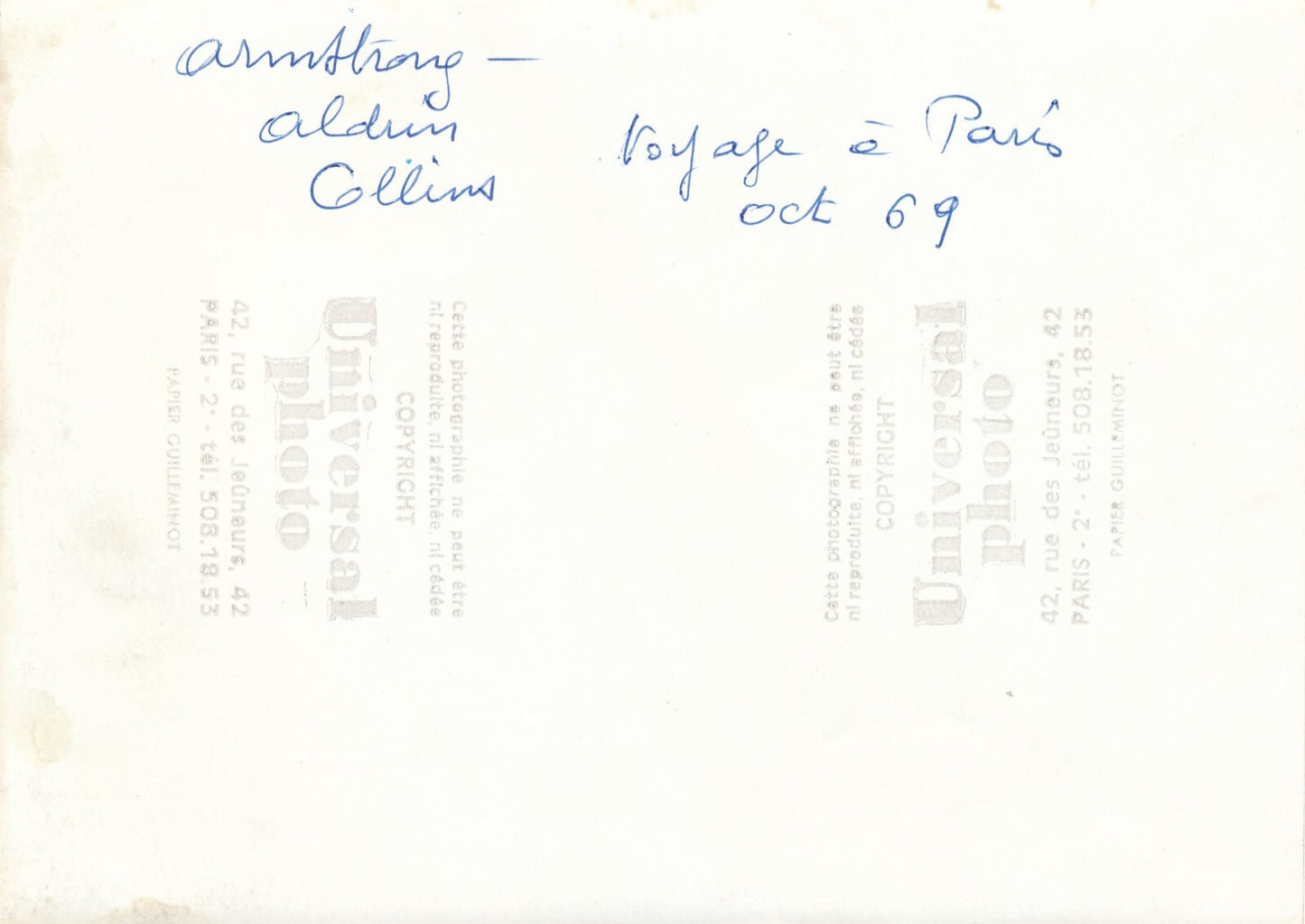 Aldrin Armstrong et Collins en voyage à Paris 1969 photo photographie vintage