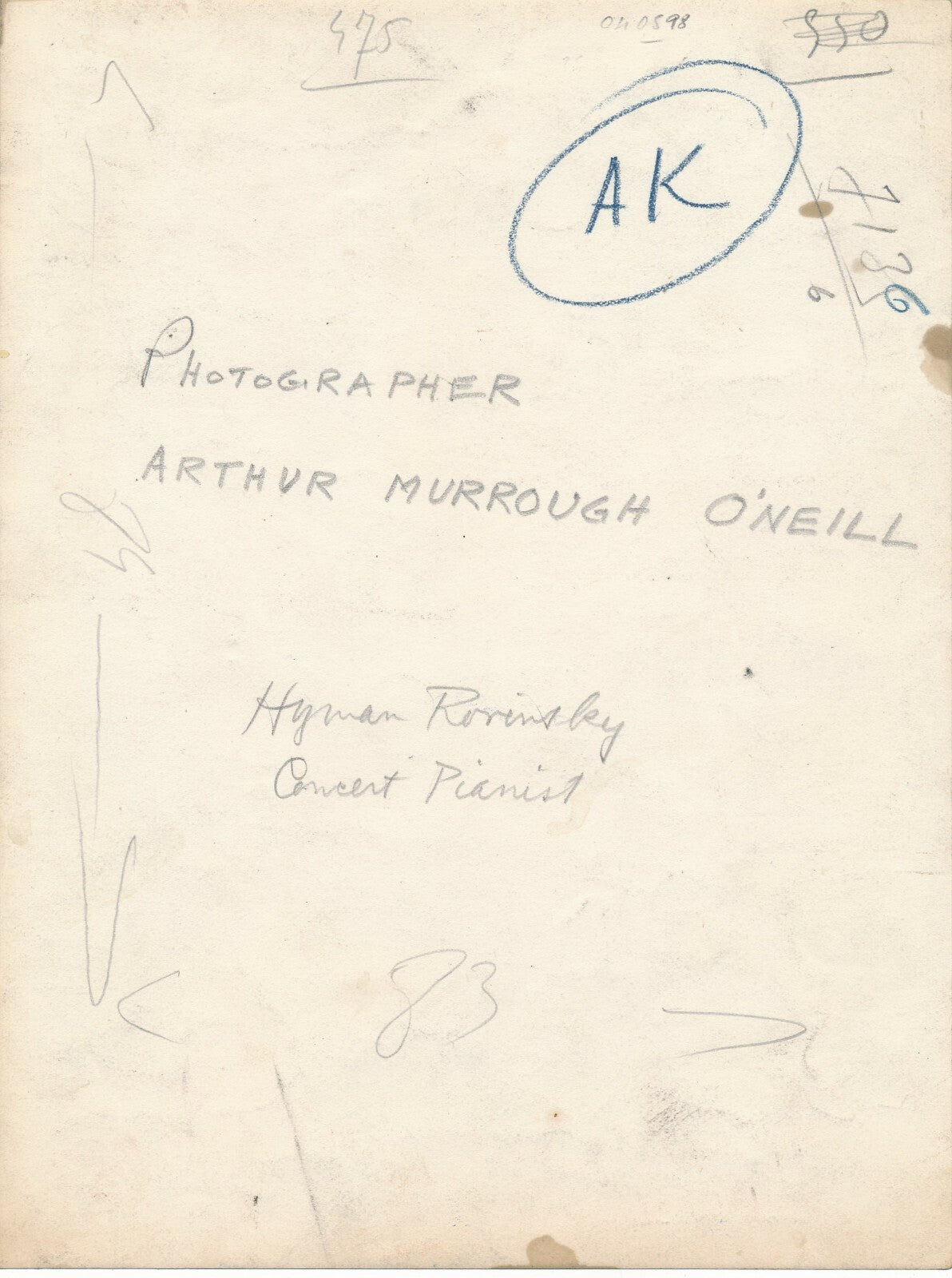 Anton Rovinsky pianist musique photo photographie époque argentique O'neill