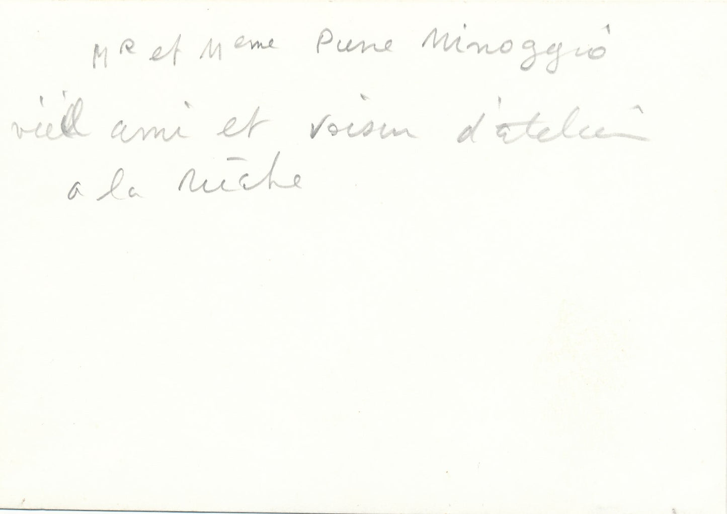 Pierre MINOGGIO sculpteur actif à Paris LA Ruche photographie carte de viste