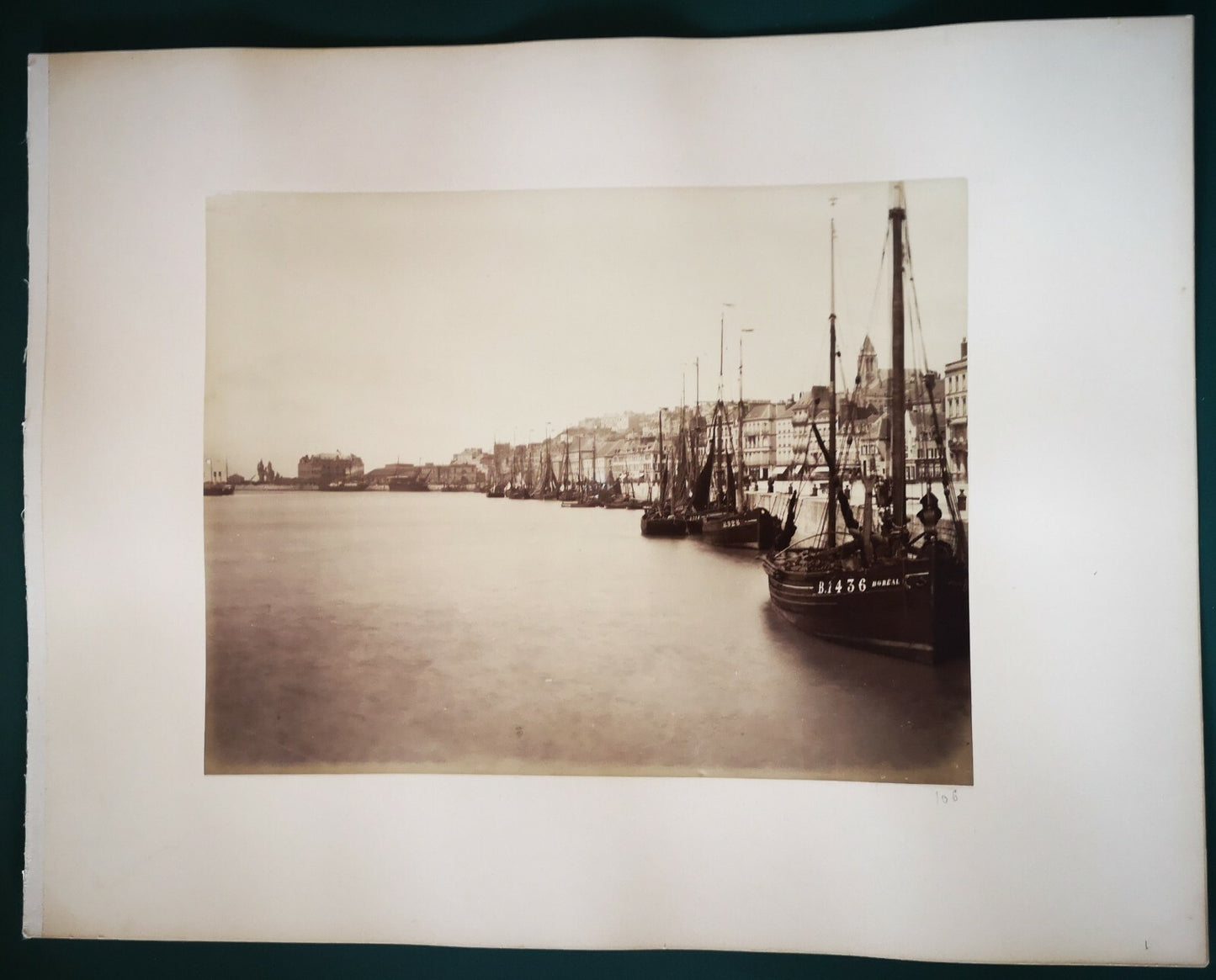 Boulogne sur Mer, 2 vues de port feuille recto verso albumine photo photographie