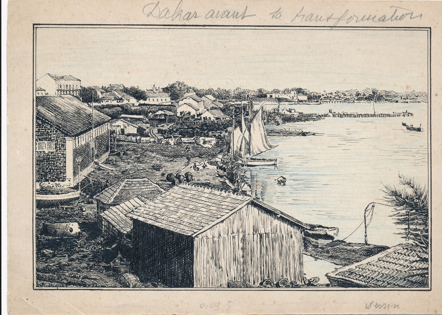 Afrique Dakar 3 photo argentiques d'époque rue cathédrale paysans v. 1900