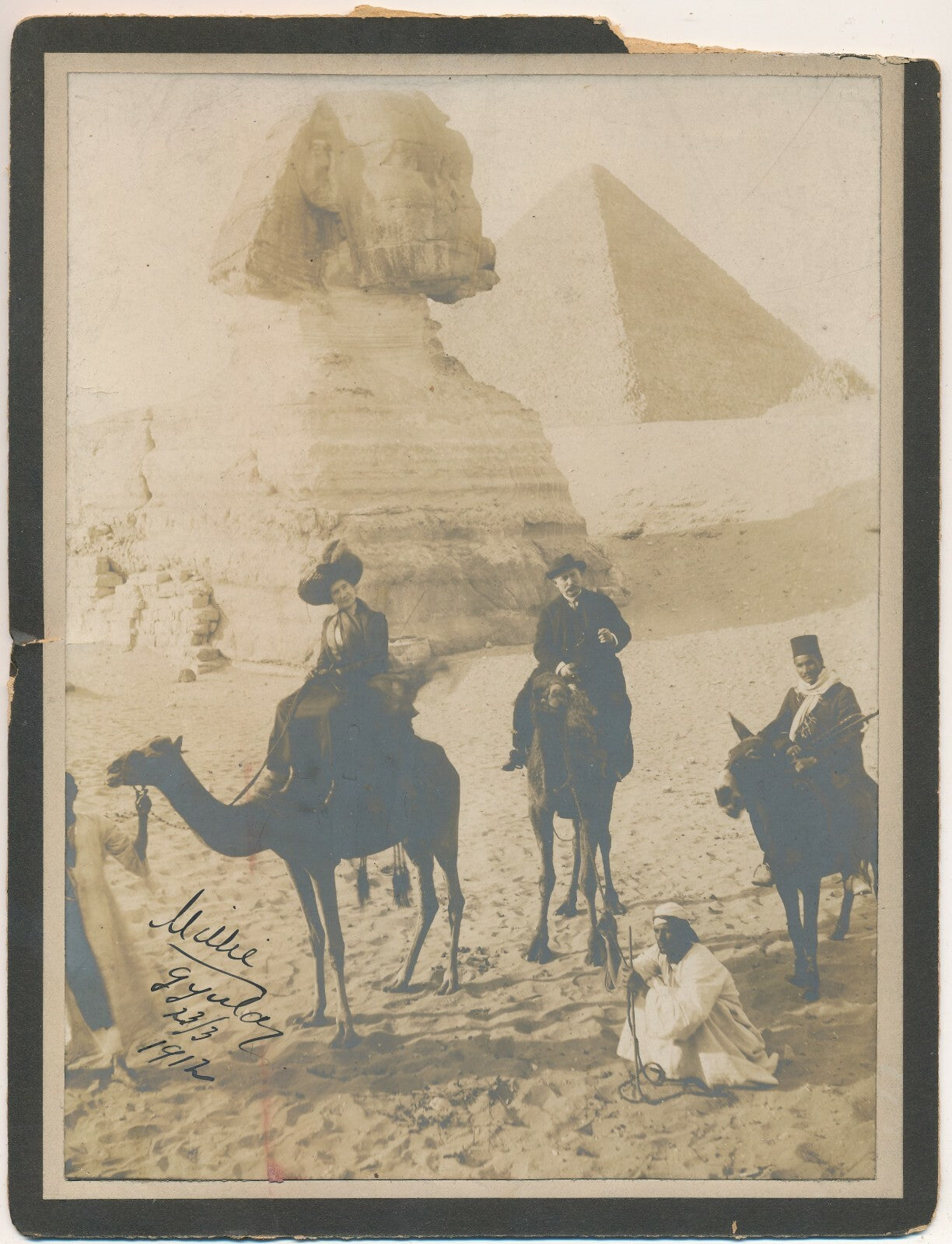 Sphinx de Gizeh 1913 pyramide photo photographie argentique Egypte pyramide