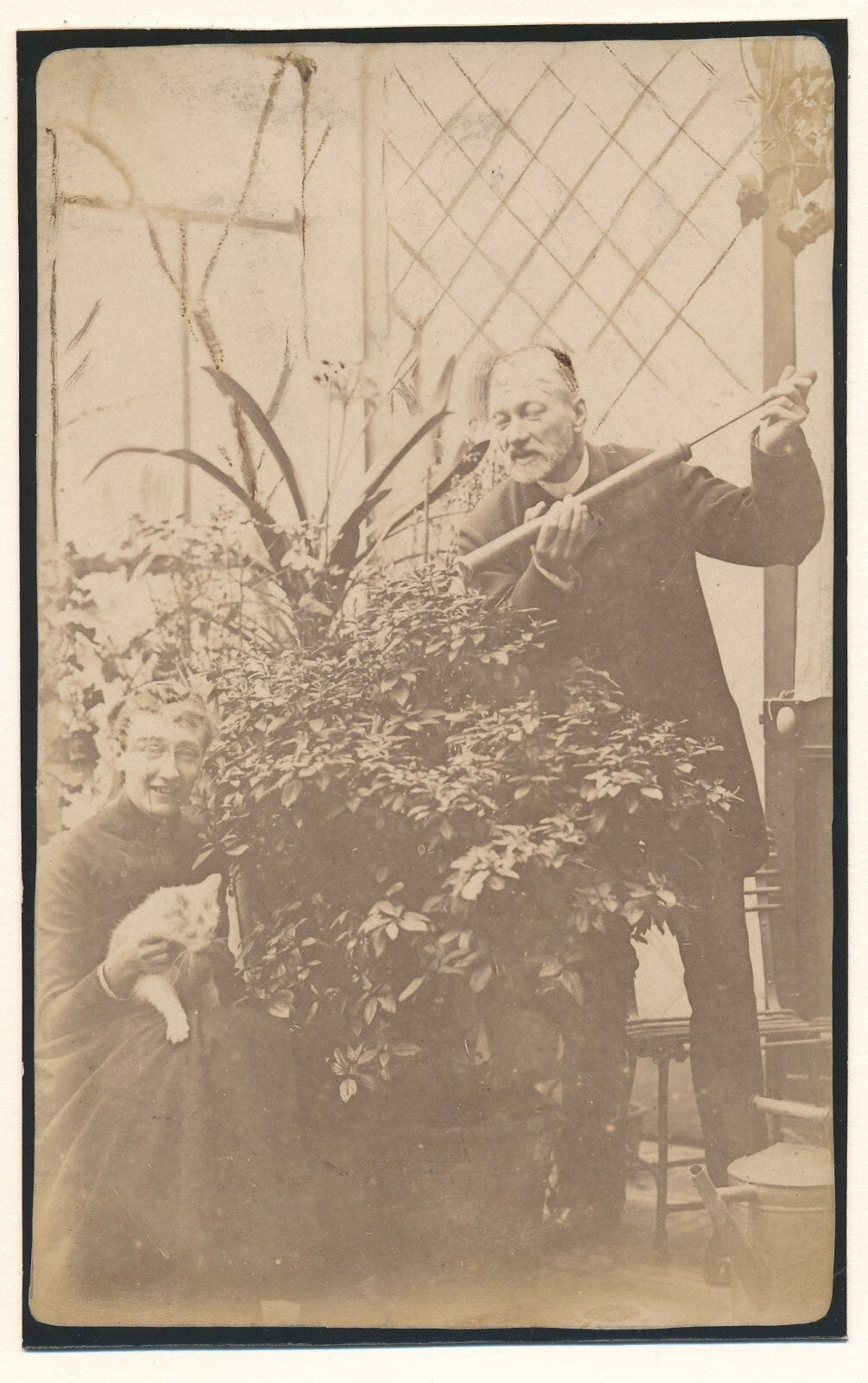 Anonyme peintre fleurs véranda famille 2 photos photographie albumine