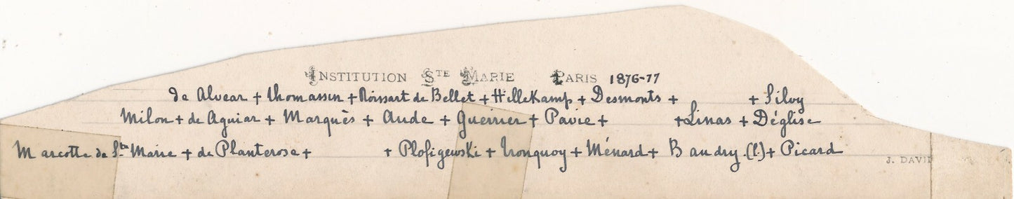 Institution Sainte-Marie 1877 Paris, portrait élèves photo photographie ecole