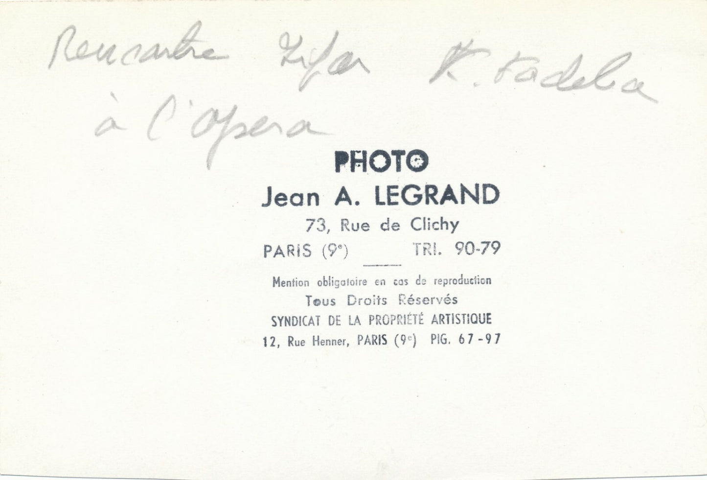 Danse Serge Lifar rencontre et une personnalité Opéra de Paris photo argentique