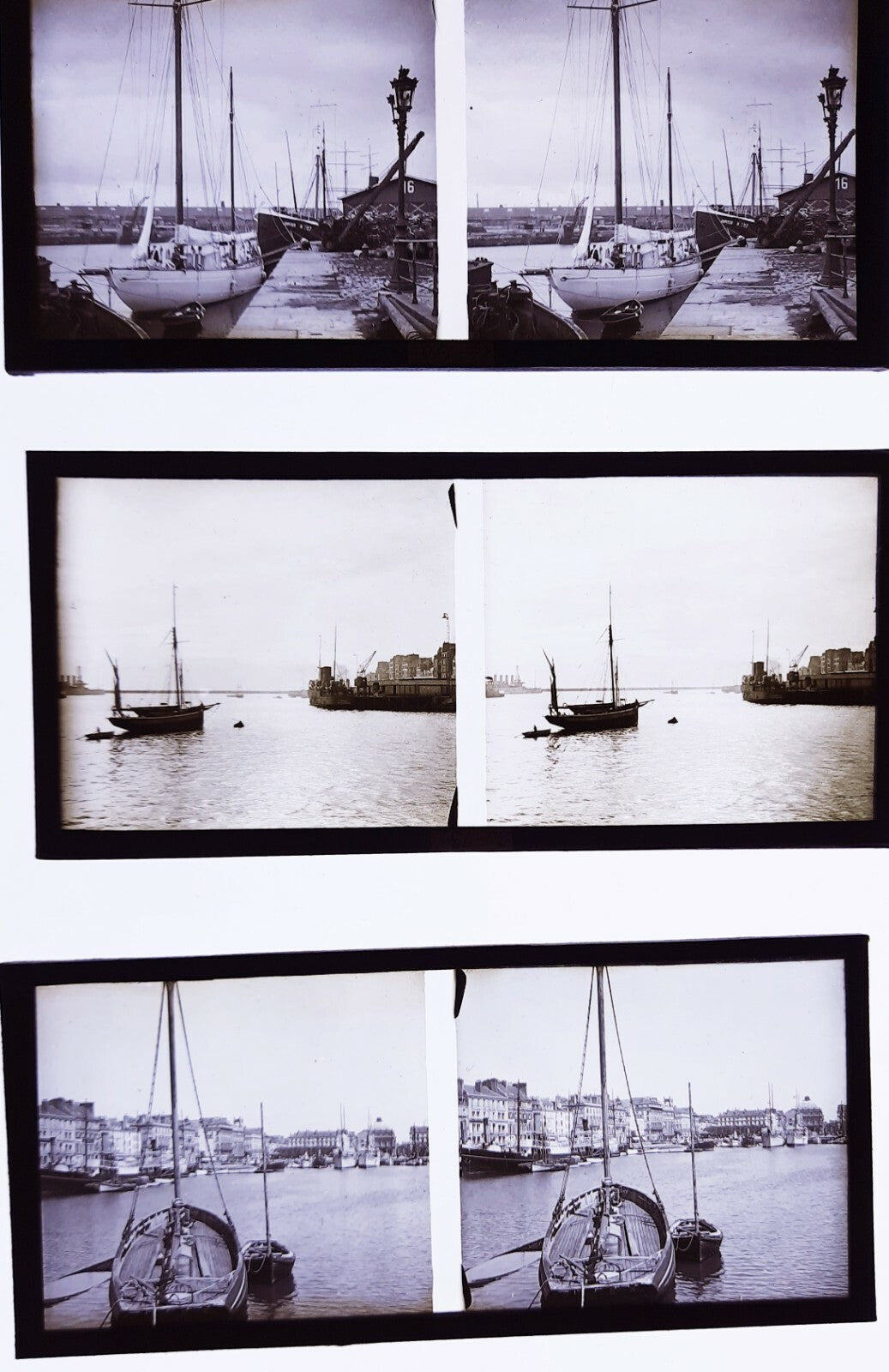 17 positifs verre stéréographie port Le Havre quais jetée photo photographie