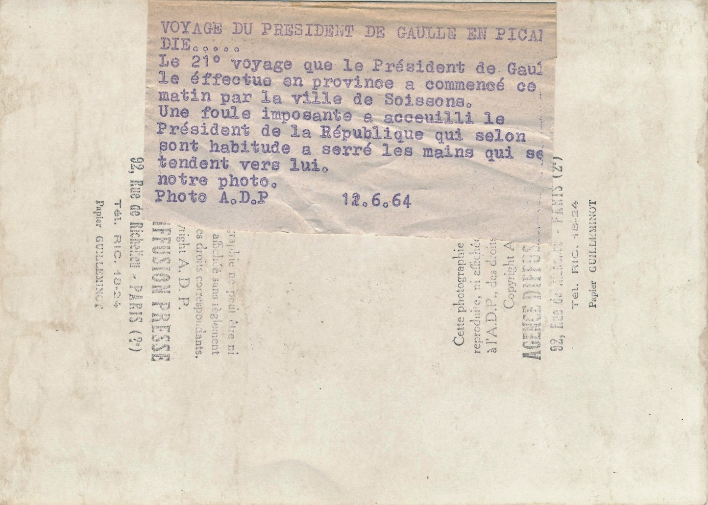 Voyage du Général de Gaulle en Picardie photographie argentique époque 1964