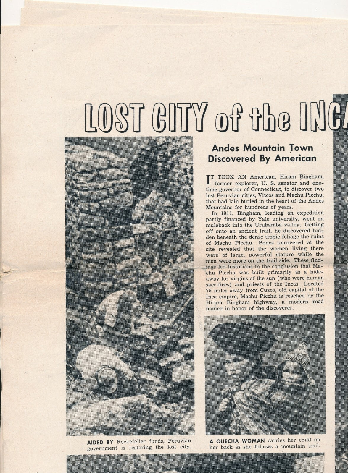 Machu Picchu 4 photographies cité inca, Pérou, Andes photo photographie 1957