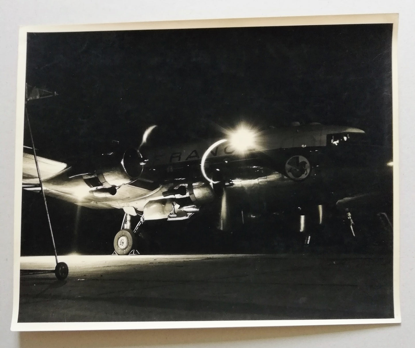 Photographie Avion Air France v. 1950 Afrique tirage argentique époque nuit