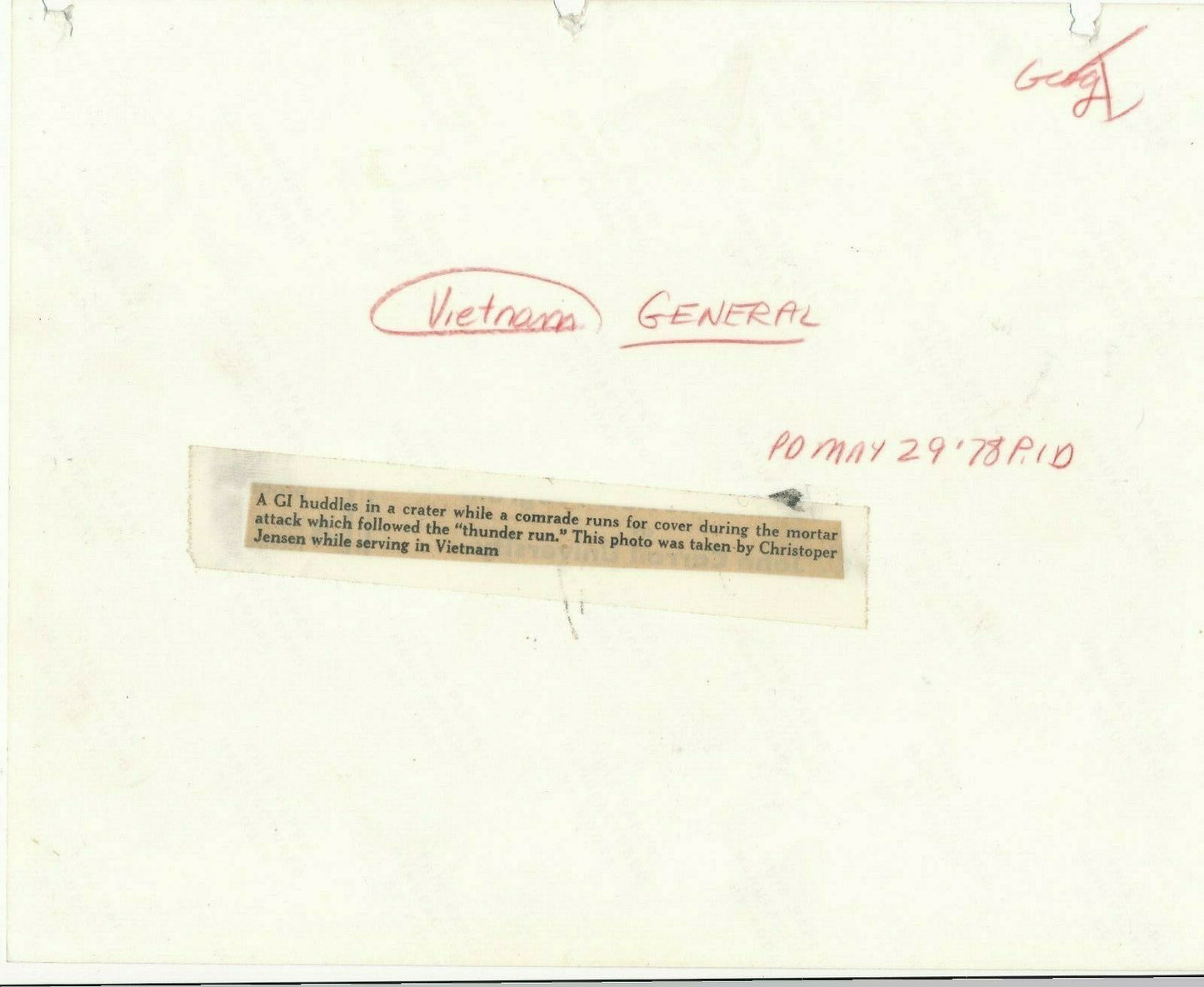 Vietnam guerre soldat Christopher JENSEN photo photographie postérieur