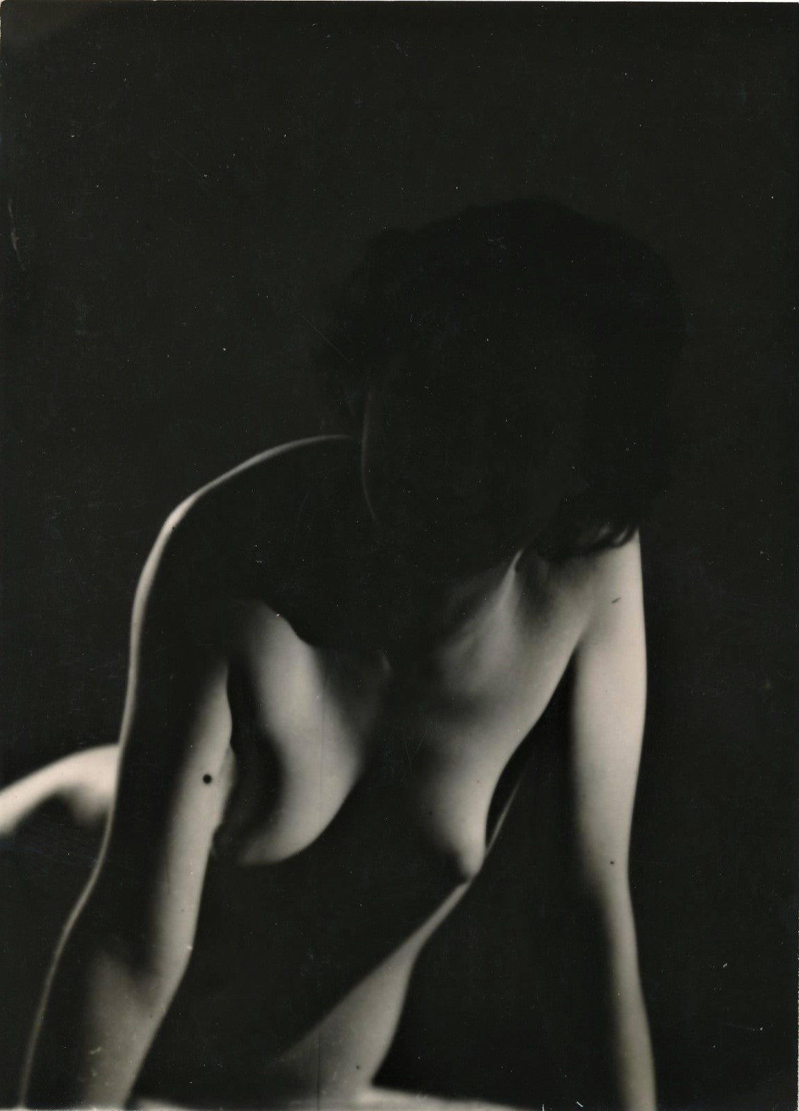 Photographie photo Etude buste tête ombre époque v. 1940 beauté sexy nu