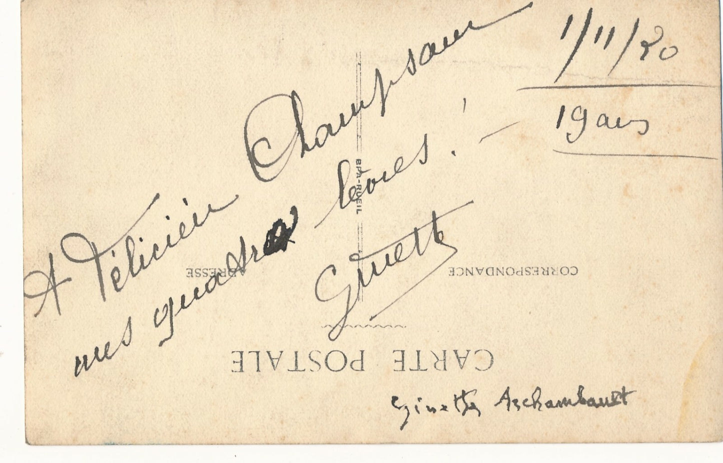 Ginette ARCHAMBAULT Félicien Champsaur 3 photographies autographe signées coquin