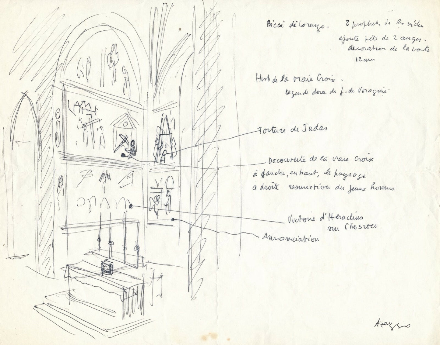 Roger PARRY (1905-1977), photographe illustrateur dessin voyage Italie non signé