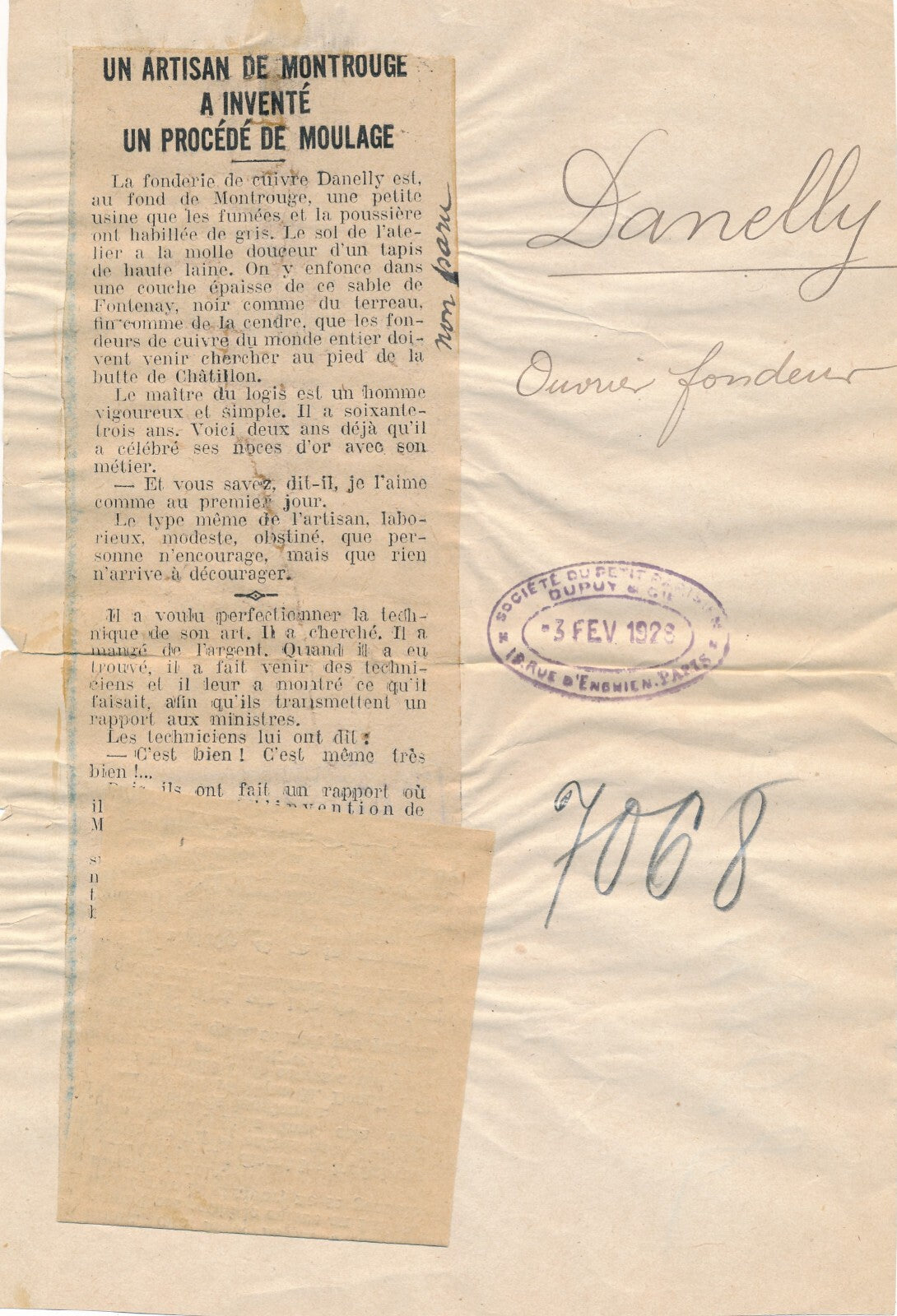 Monsieur DANELLY ouvrier fondeur inventeur 3 photos photographies époque 1937
