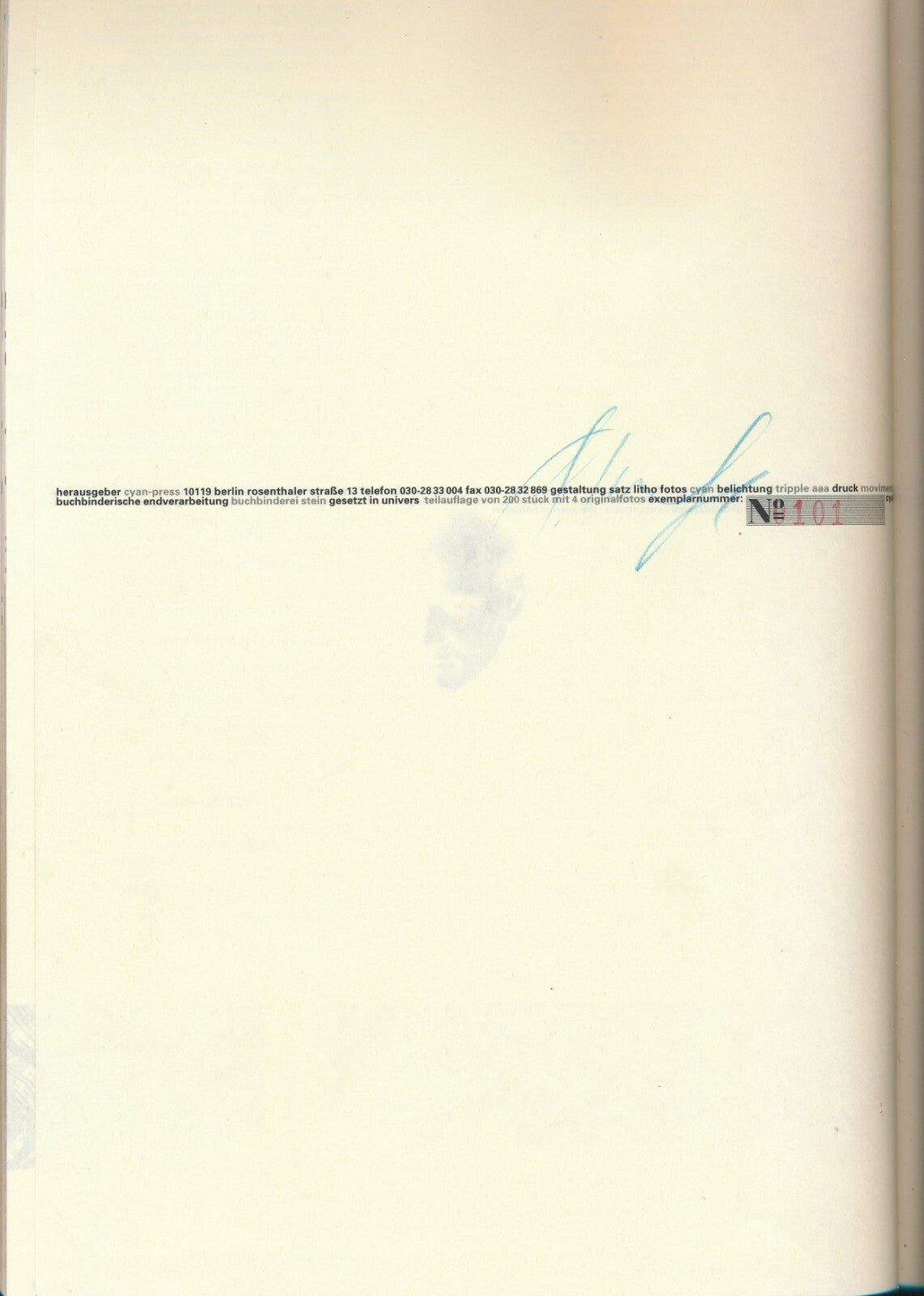 SCARDANELLI Hautabziehn The Alien of Hölderlin signé num 1996 4 photo originales