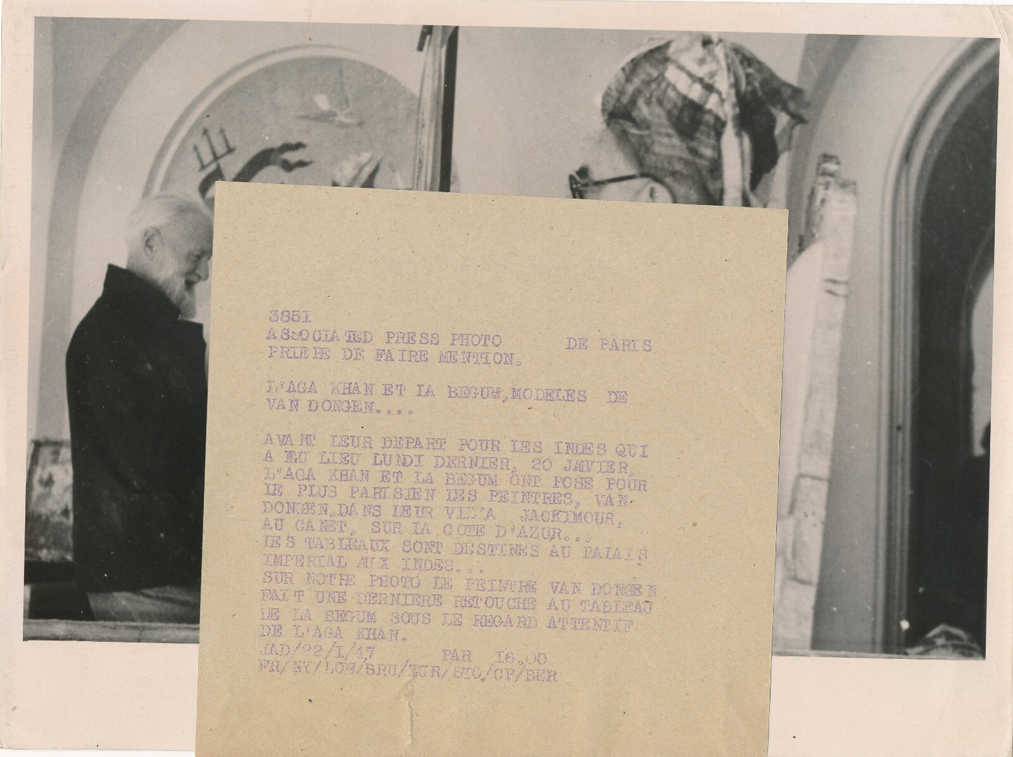 Van DONGEN, la BEGUM et l’AGA KHAN III photo photographie époque 1947