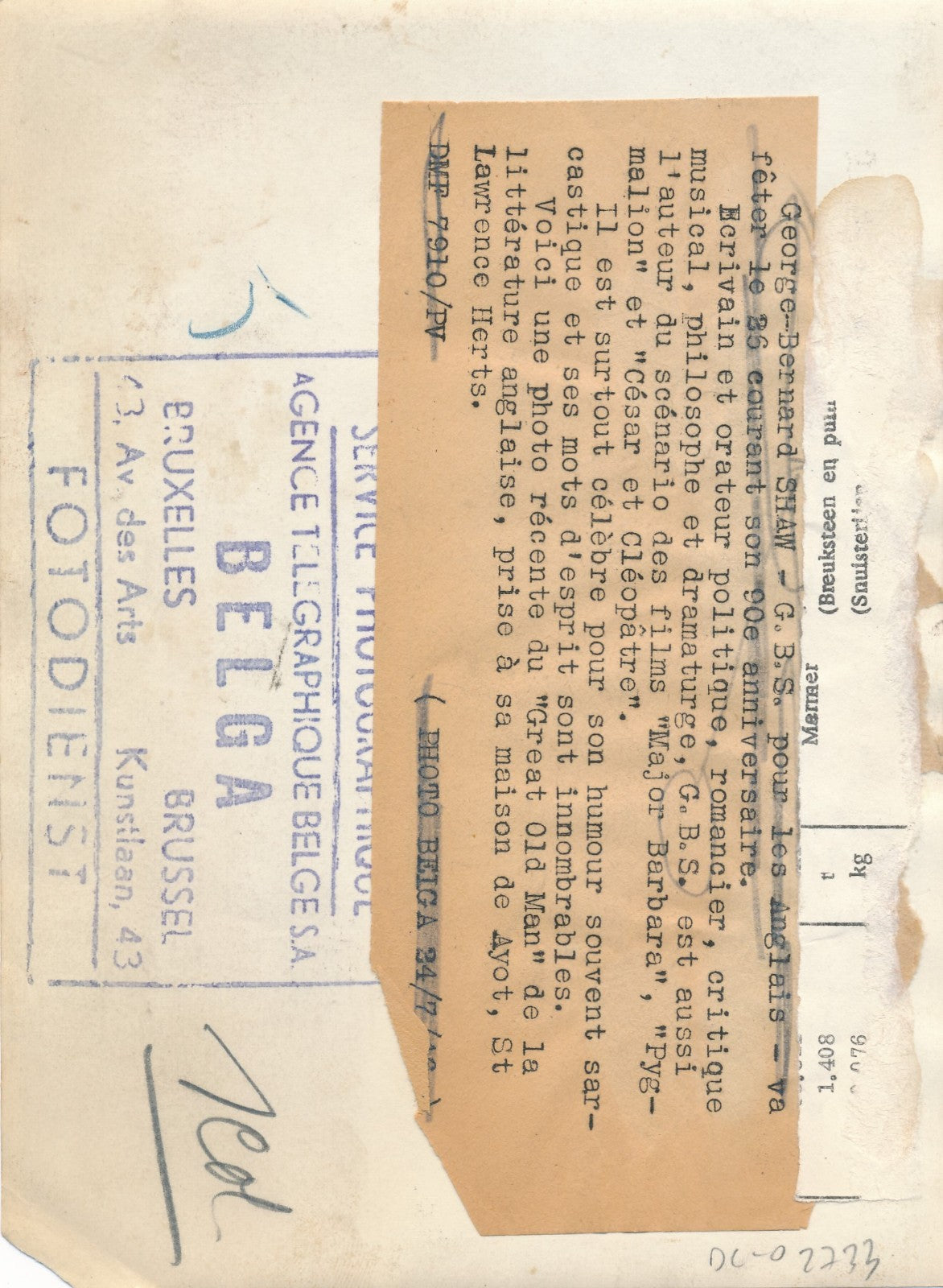 George Bernard Shaw théâtre tirage argentique époque portrait photographie