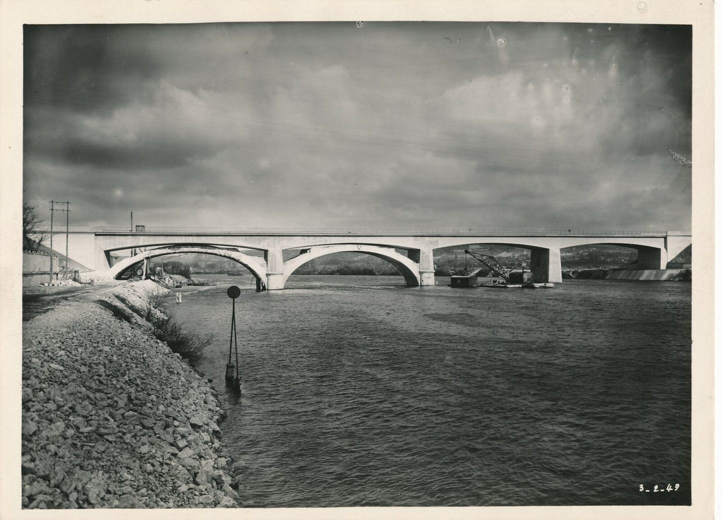 Pont contruction rénovation 1950 12 photo chantier photographie France Le Boyer