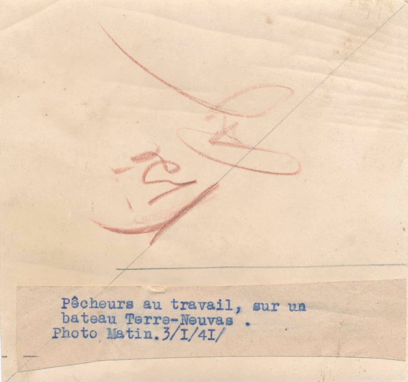 Pêcheurs travail bateau morue Terre-Neuvas Terre Neuve filet photo photographie